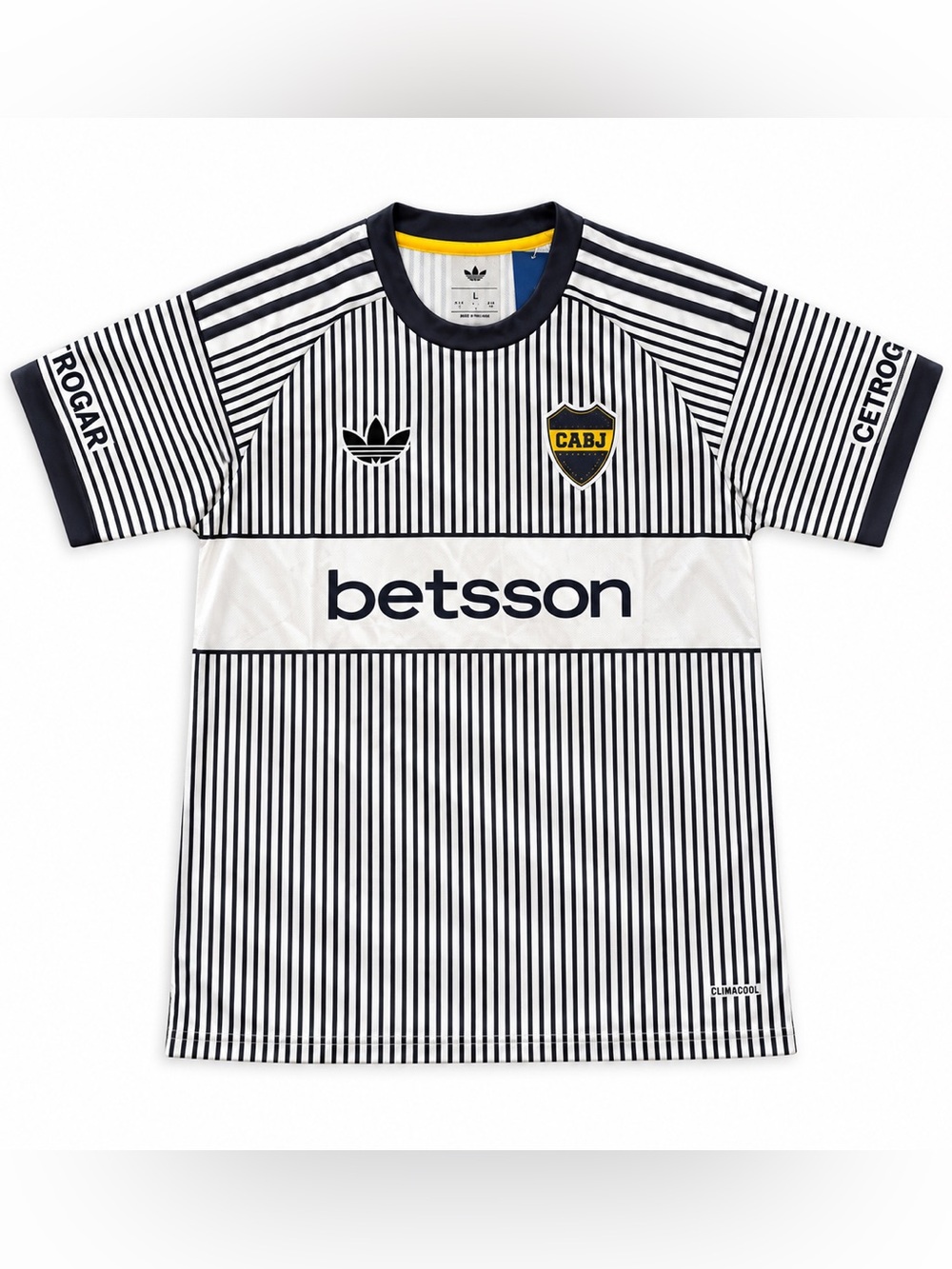 adidas Argentina Boca Jr Black & White Striped Soccer Jersey
